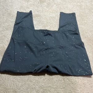 MTA Sport Black Leggings with White Speckle Print